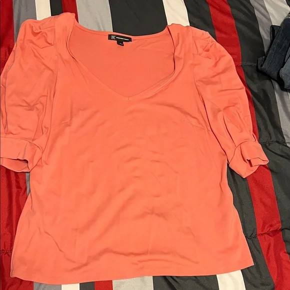 INC International Concepts Coral Puff Sleeve Blouse - Picture 2 of 3